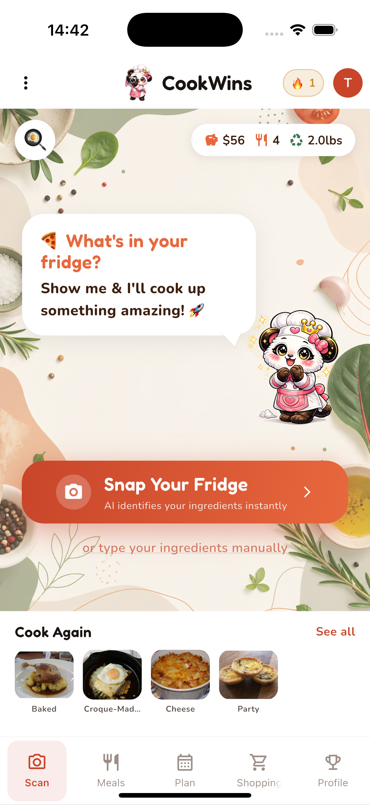 CookWins App - Scan Your Fridge