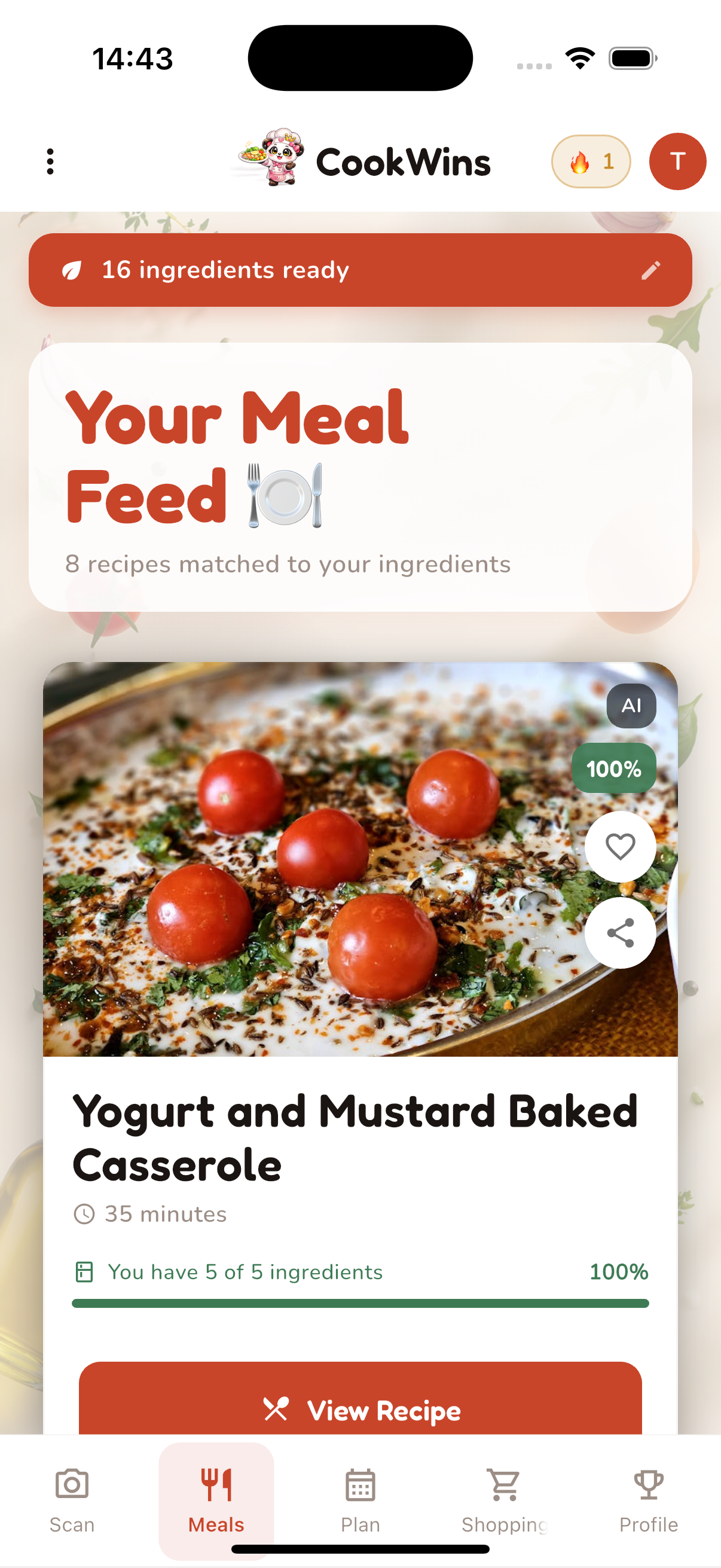Get personalized recipes